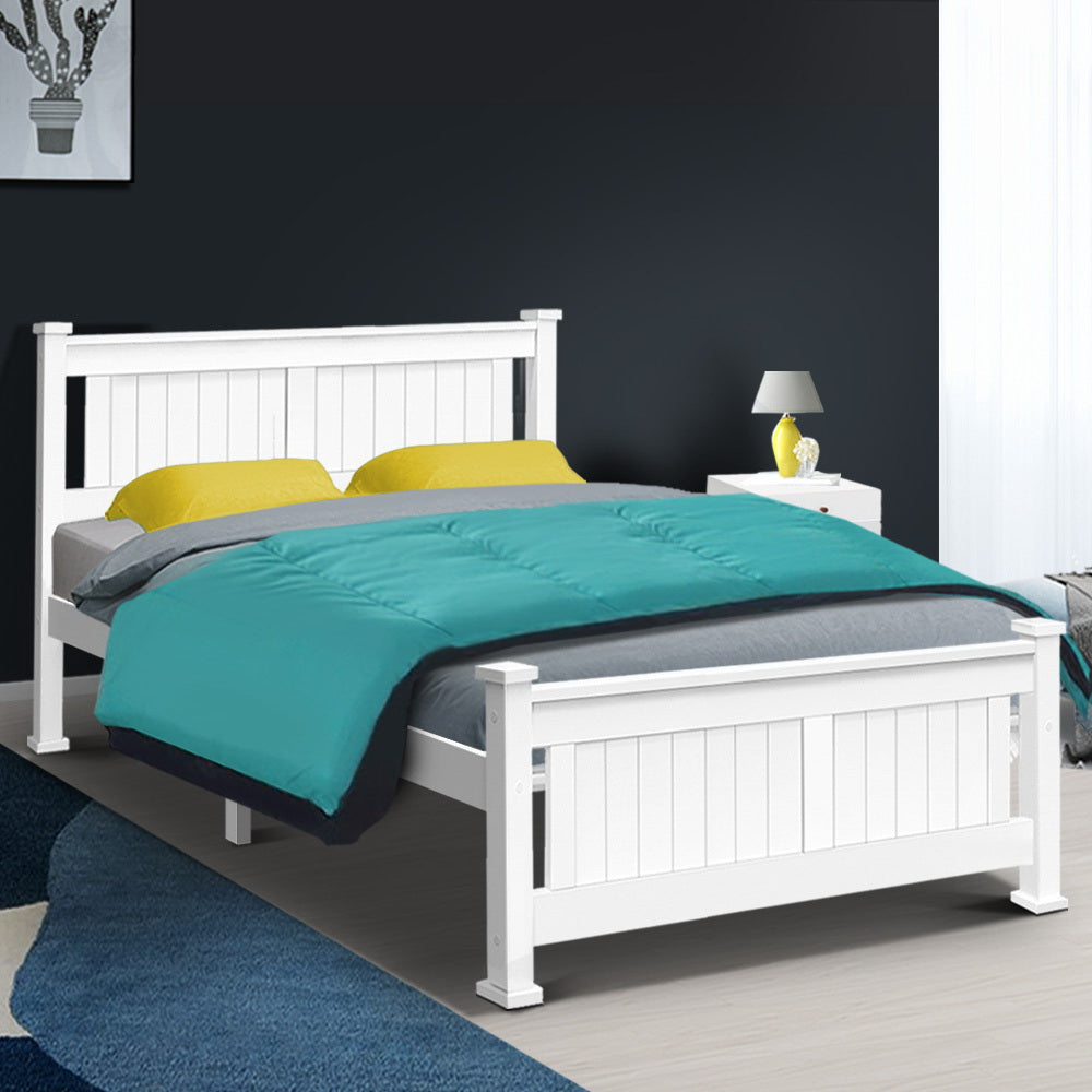 Mystique White Wooden Bed Frame no Drawers - Double