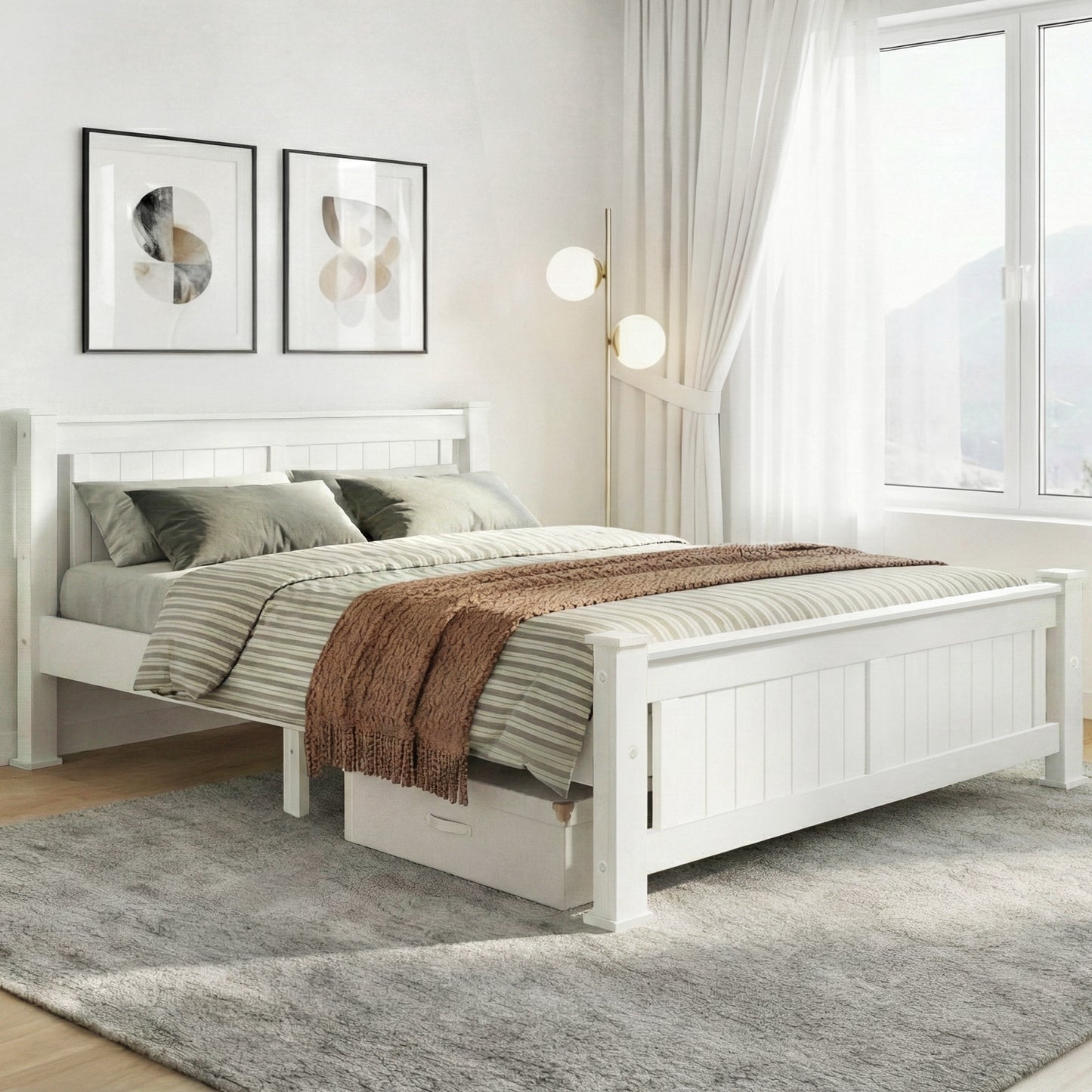 Mystique White Wooden Bed Frame no Drawers - Double