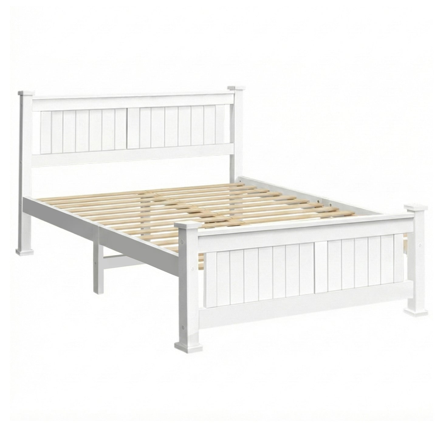 Mystique White Wooden Bed Frame no Drawers - Double