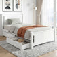 Mellow Bed Frame Wooden Platform with 2 Storage Drawers - White King Single
