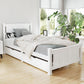Mystique Wooden Bed Frame Timber with Storage Drawers - White Single