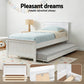 Trudy Trundle Bed Frame Timber Slat - White King Single