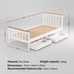 Breeze Bed Frame Wooden Platform with 2 Storage Drawers - White Single