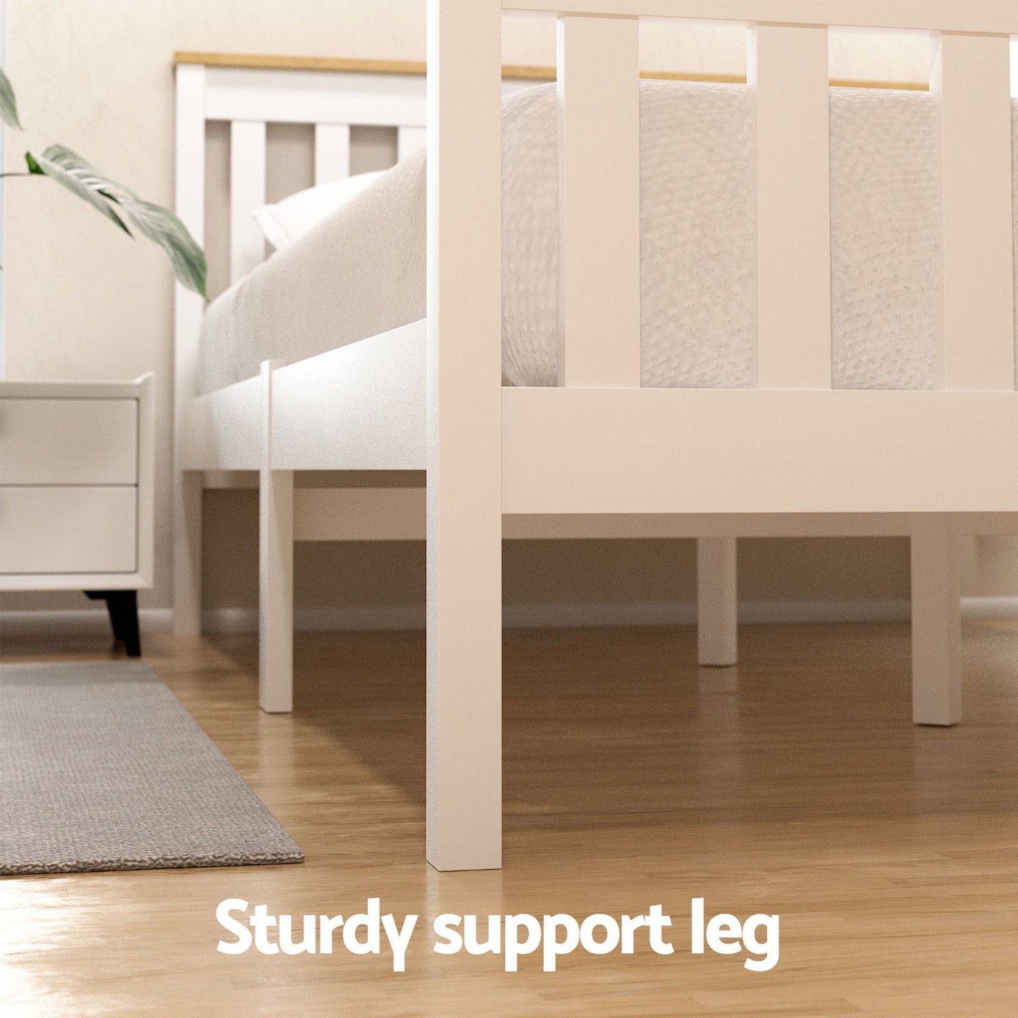 Breeze Bed Frame Wooden Platform with 2 Storage Drawers - White Single