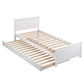 Malta Bed Frame with Trundle Solid Wood Toddler Bunk Bed with Headboard - White Single