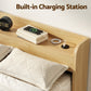 Maeve Bed Frame with 2 Drawers Platform Bed with Headboard Bed Base with USB Ports - Natural King Single