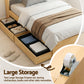 Maeve Bed Frame with 2 Drawers Platform Bed with Headboard Bed Base with USB Ports - Natural King Single