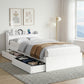 Maeve Bed Frame with Charging Ports and 2 Drawers - White King Single