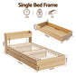 Maeve Bed Frame with 2 Storage Drawers Platform Bed Base with USB Ports Sturdy Wooden Slat Support - Natural Single