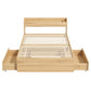 Maeve Bed Frame with 2 Storage Drawers Platform Bed Base with USB Ports Sturdy Wooden Slat Support - Natural Single