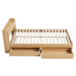 Maeve Bed Frame with 2 Storage Drawers Platform Bed Base with USB Ports Sturdy Wooden Slat Support - Natural Single
