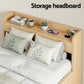 Maeve Bed Frame with 2 Storage Drawers Platform Bed Base with USB Ports Sturdy Wooden Slat Support - Natural Single