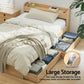 Maeve Bed Frame with 2 Storage Drawers Platform Bed Base with USB Ports Sturdy Wooden Slat Support - Natural Single