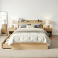 Maeve Bed Frame with 2 Storage Drawers Platform Bed Base with USB Ports Sturdy Wooden Slat Support - Natural Single