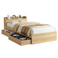 Maeve Bed Frame with 2 Storage Drawers Platform Bed Base with USB Ports Sturdy Wooden Slat Support - Natural Single