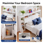 Algiers Bed Frame with Storage Bookcase Headboard, USB & Type-C Ports & Drawers - White Queen