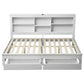 Isla Solid Wood Double Platform Bed Frame with Storage Headboard - White Double