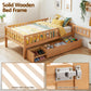 Harlem Kids Bed Frame with 3 Storage Drawer Montessori Bed - Natural Single