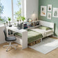 Sydney Solid Wood Corner Platform Bed Frame with Built-in Desk - White Single