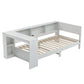 Sydney Solid Wood Corner Platform Bed Frame with Built-in Desk - White Single