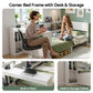 Sydney Solid Wood Corner Platform Bed Frame with Built-in Desk - White Single