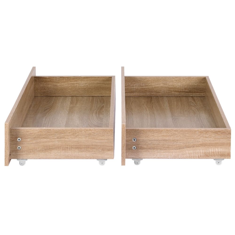 Ornel Set of 2 Under Bed Storage with Wheels Rolling Wooden Drawers King Single & Queen