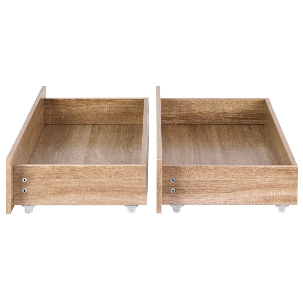 Ornel Set of 2 Under Bed Storage with Wheels Rolling Wooden Drawers Single & Double