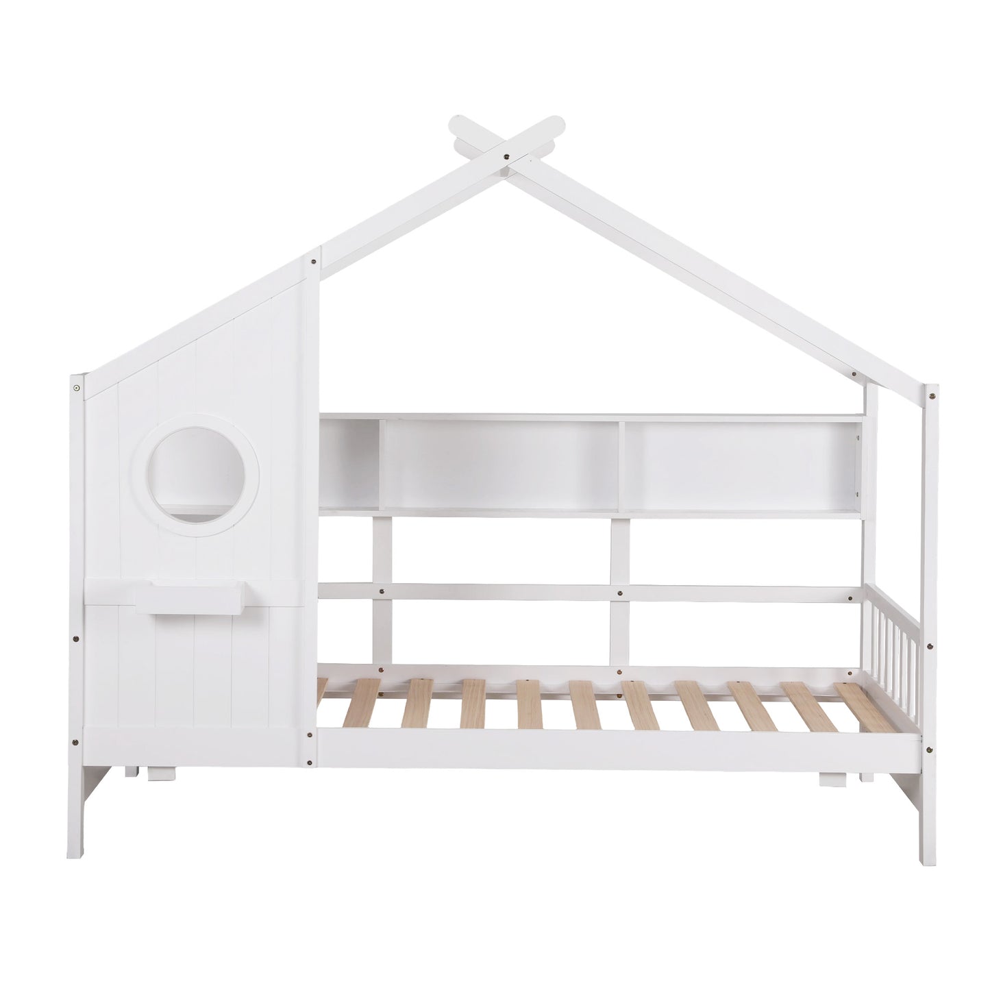 Karelia Kids Bed Frame House Bed Solid Wood Montessori Bed for Toddler  - White Single