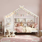 Karelia Kids Bed Frame House Bed Solid Wood Montessori Bed for Toddler  - White Single