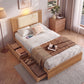 Kinsale Bed Frame with 2 Drawers PU Leather Headboard & Charging Station - Oak King Single