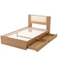 Kinsale Bed Frame with 2 Drawers PU Leather Headboard & Charging Station - Oak King Single
