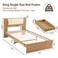 Kinsale Bed Frame with 2 Drawers PU Leather Headboard & Charging Station - Oak King Single