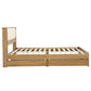 Kinsale Bed Frame with 2 Drawers PU Leather Headboard & Charging Station - Oak Queen