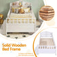 Tarsia Bed Frame Storage Drawers Montessori Bed with Headboard USB Ports & Led Light  - White Single