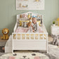 Tarsia Bed Frame Storage Drawers Montessori Bed with Headboard USB Ports & Led Light  - White Single