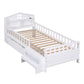 Tarsia Bed Frame Storage Drawers Montessori Bed with Headboard USB Ports & Led Light  - White Single