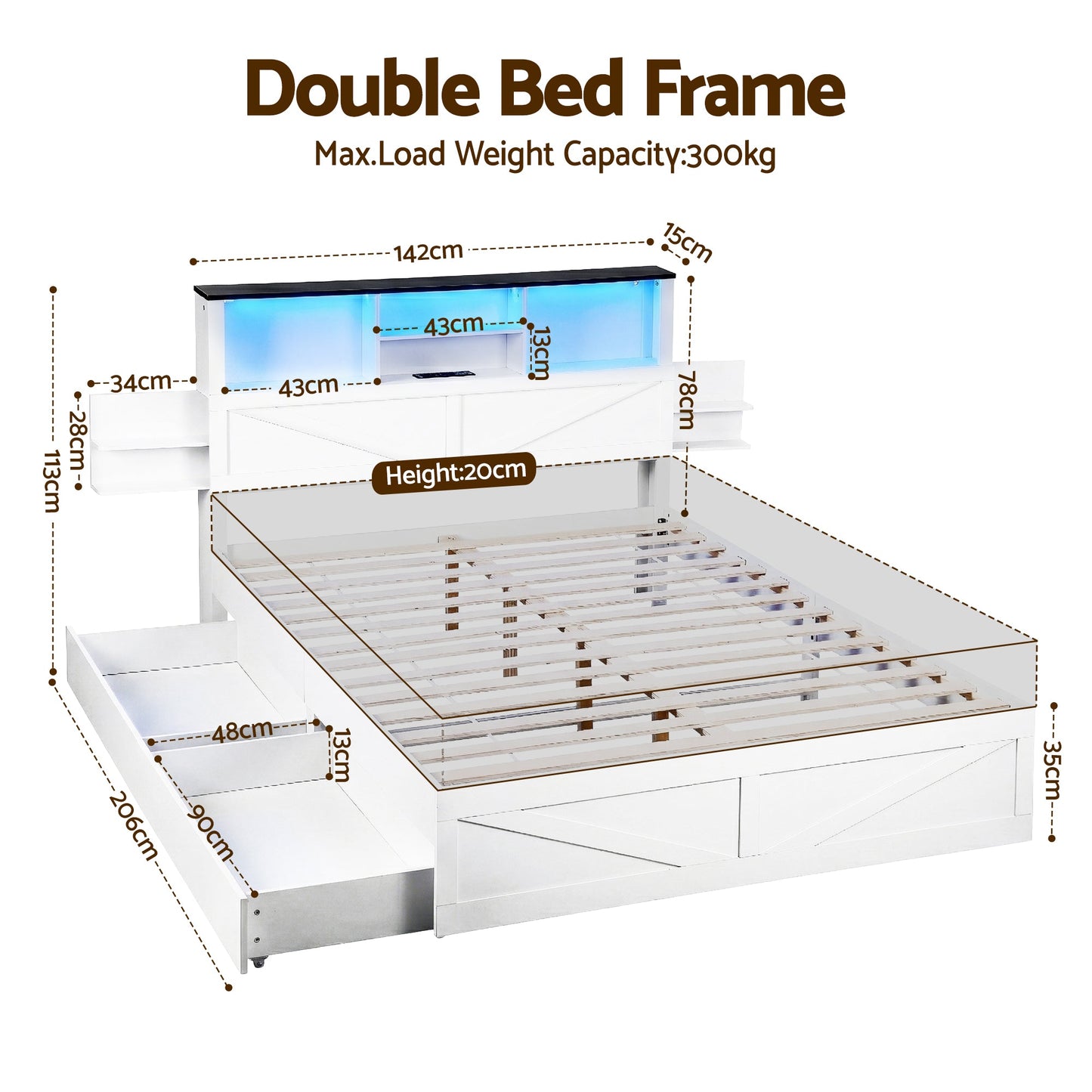Petoskey Bed & Mattress Package with 34cm Mattress - White Double
