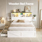 Madrid Bed Frame with Storage Drawers White Platform LED - White Double