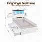 Madrid Bed Frame with Storage Drawers White Platform LED - White King Single