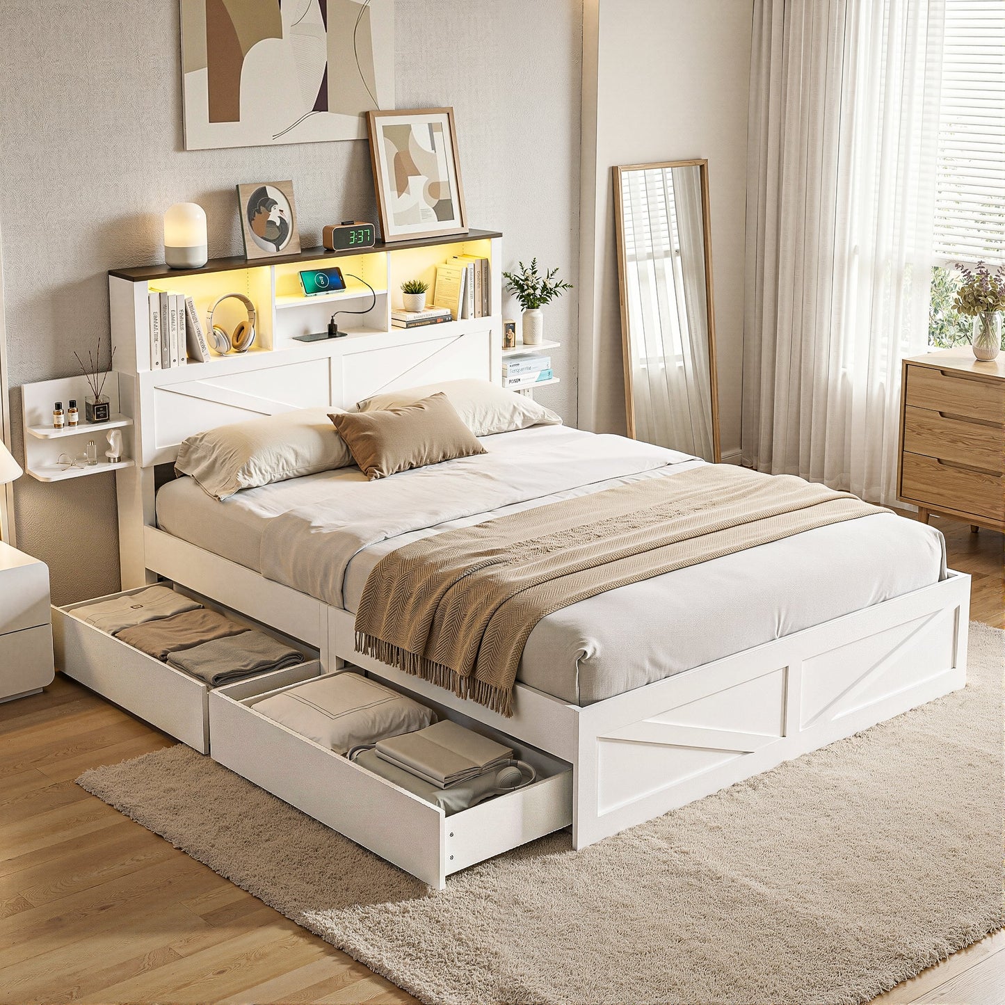 Petoskey Bed & Mattress Package with 34cm Mattress - White Queen