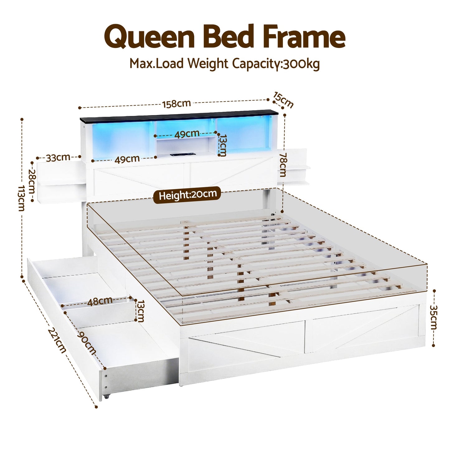 Petoskey Bed & Mattress Package with 27cm Mattress - White Queen