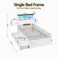 Madrid Bed Frame with Storage Drawers White Platform LED - White Single