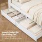 Madrid Bed Frame with Storage Drawers White Platform LED - White Single
