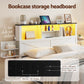 Madrid Bed Frame with Storage Drawers White Platform LED - White Single