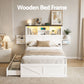 Madrid Bed Frame with Storage Drawers White Platform LED - White Single