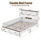 Mysha Bed Frame with Storage Bookcase Headboard and Footboard - White Double