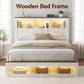 Mysha Bed Frame with Storage Bookcase Headboard and Footboard - White Double