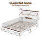 Mysha Bed Frame with Storage Bookcase Headboard and Footboard - White Queen