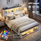 Mysha Bed Frame with Storage Bookcase Headboard and Footboard - White Queen