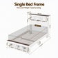 Mysha Bed Frame with Storage Bookcase Headboard and Footboard - White Single